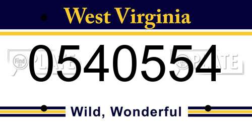 0540554 West Virginia License Plate