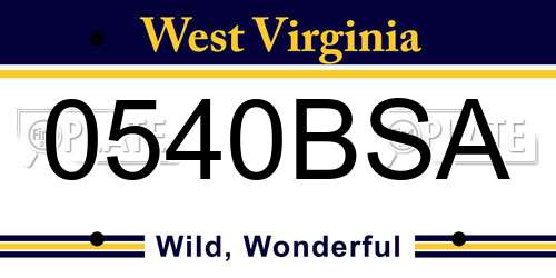 0540BSA West Virginia License Plate