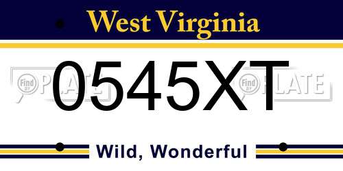 0545XT West Virginia License Plate