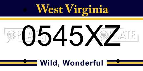 0545XZ West Virginia License Plate