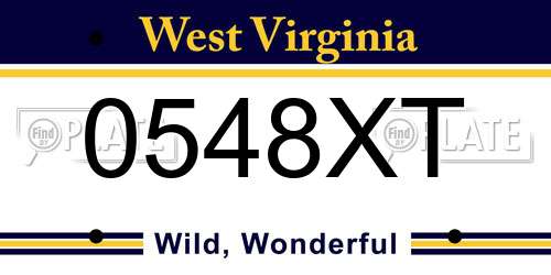 0548XT West Virginia License Plate
