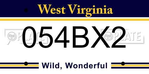 054BX2 West Virginia License Plate