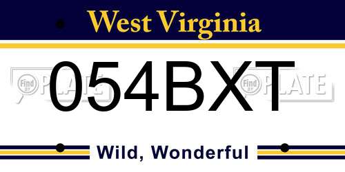 054BXT West Virginia License Plate