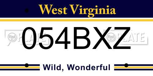 054BXZ West Virginia License Plate