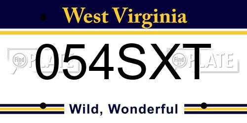 054SXT West Virginia License Plate
