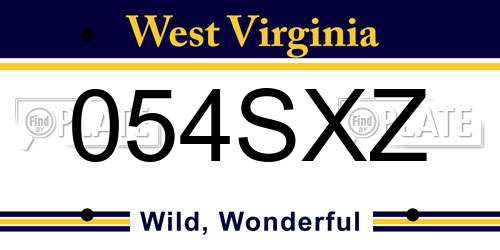 054SXZ West Virginia License Plate