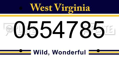 0554785 West Virginia License Plate