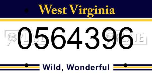 0564396 West Virginia License Plate