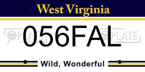 056FAL West Virginia License Plate