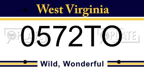 0572TO West Virginia License Plate