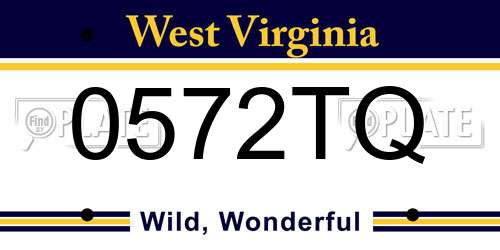 0572TQ West Virginia License Plate