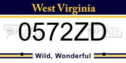0572ZD West Virginia License Plate