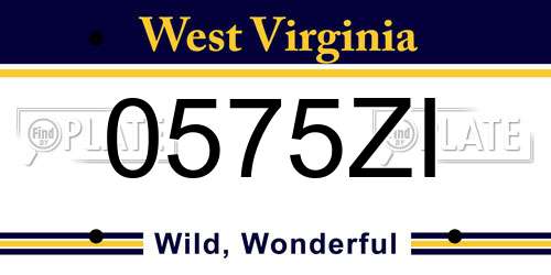 0575ZI West Virginia License Plate