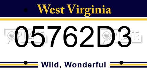 05762D3 West Virginia License Plate
