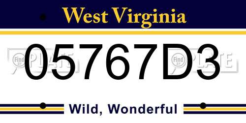 05767D3 West Virginia License Plate