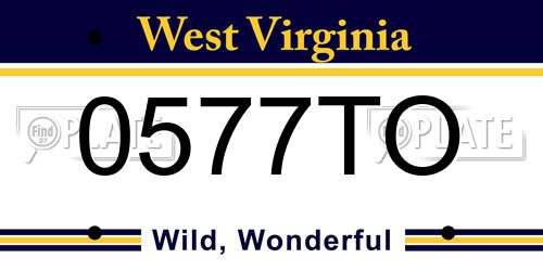 0577TO West Virginia License Plate