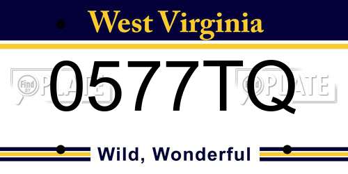 0577TQ West Virginia License Plate