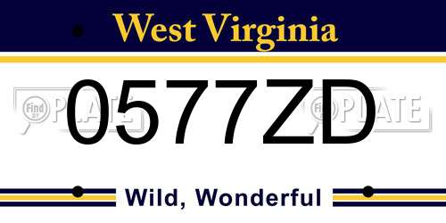 0577ZD West Virginia License Plate