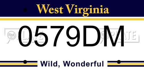 0579DM West Virginia License Plate