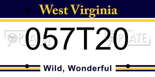 057T20 West Virginia License Plate