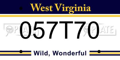 057T70 West Virginia License Plate