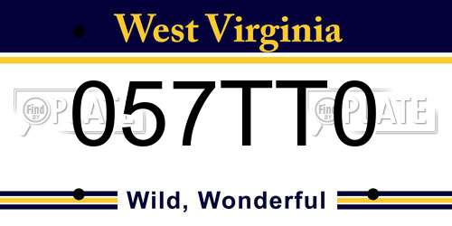 057TT0 West Virginia License Plate