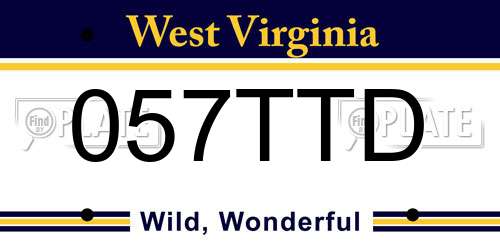 057TTD West Virginia License Plate