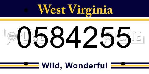 0584255 West Virginia License Plate