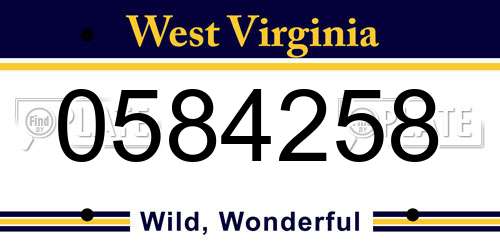 0584258 West Virginia License Plate