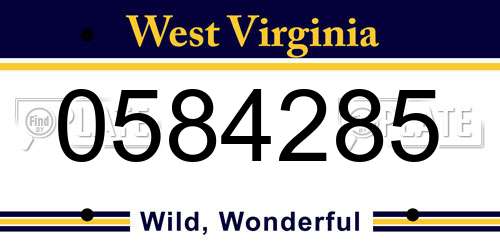 0584285 West Virginia License Plate