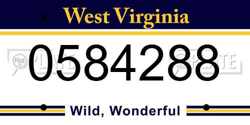 0584288 West Virginia License Plate