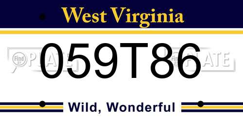 059T86 West Virginia License Plate