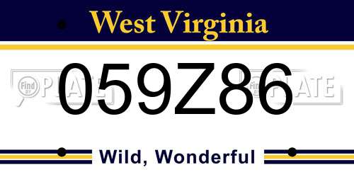 059Z86 West Virginia License Plate
