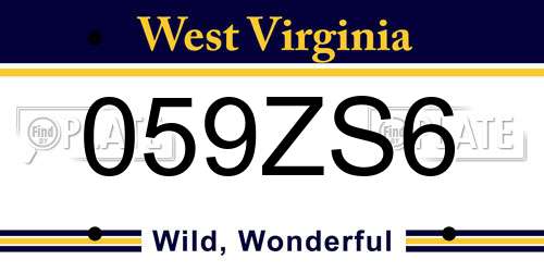 059ZS6 West Virginia License Plate