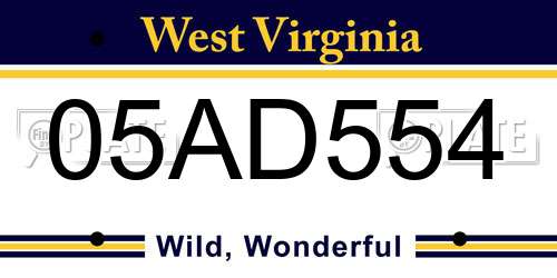 05AD554 West Virginia License Plate