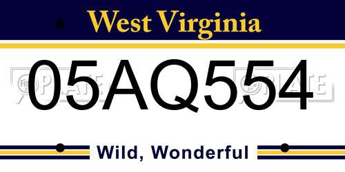 05AQ554 West Virginia License Plate