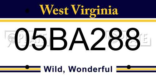 05BA288 West Virginia License Plate