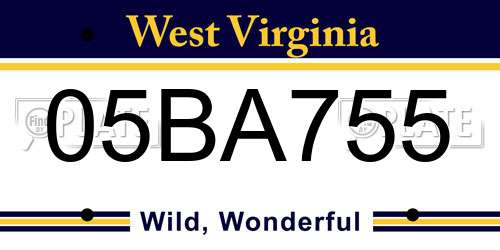 05BA755 West Virginia License Plate