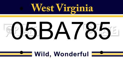 05BA785 West Virginia License Plate