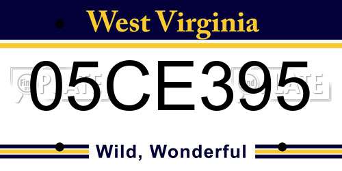 05CE395 West Virginia License Plate