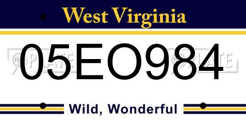 05EO984 West Virginia License Plate