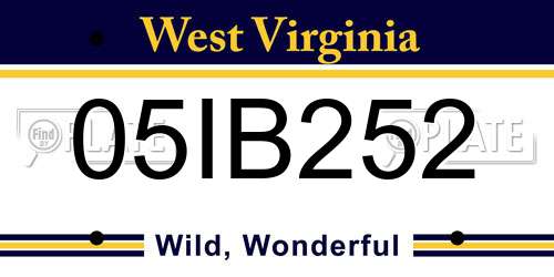 05IB252 West Virginia License Plate