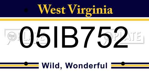 05IB752 West Virginia License Plate