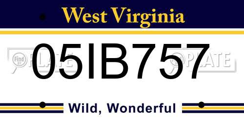 05IB757 West Virginia License Plate