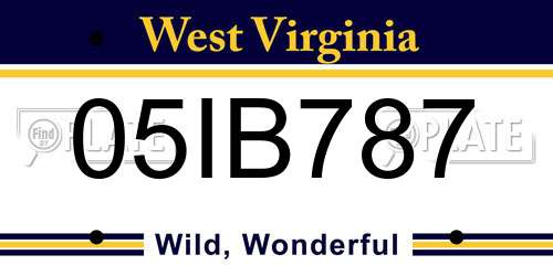 05IB787 West Virginia License Plate