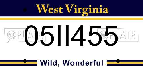 05II455 West Virginia License Plate