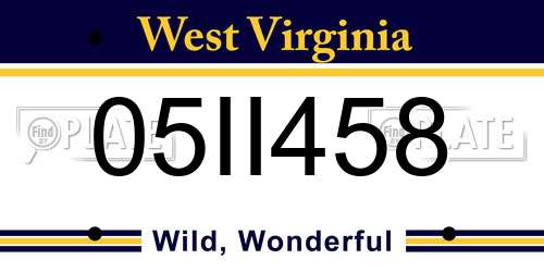 05II458 West Virginia License Plate