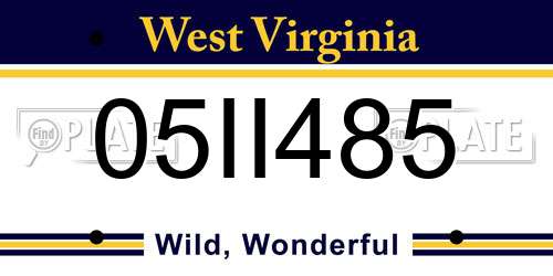 05II485 West Virginia License Plate