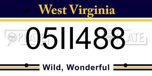 05II488 West Virginia License Plate