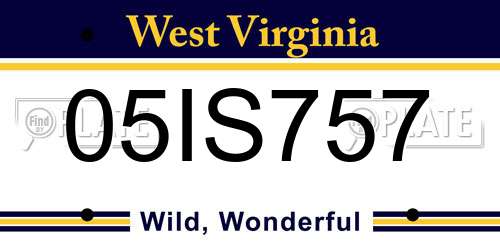 05IS757 West Virginia License Plate